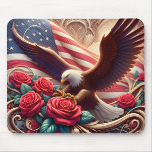 Patriotic American Flag and Eagle Mouse Pad
