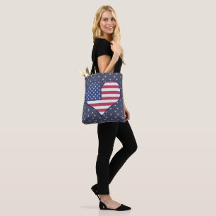 Patriotic American Flag and Stars Tote Bag