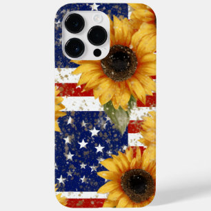 PATRIOTIC AMERICAN FLAG AND SUNFLOWERS Case-Mate iPhone 14 PRO MAX CASE