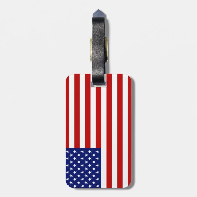Patriotic American Flag and Texas Flag Luggage Tag (Back Vertical)