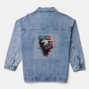 Patriotic American flag Bald Eagle Denim Jacket