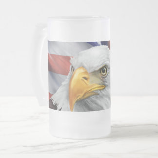 Patriotic American Flag Bald Eagle Glass Mug