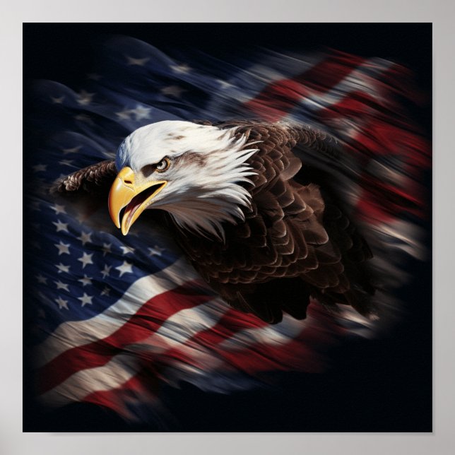 Patriotic American flag bald eagle print (Front)
