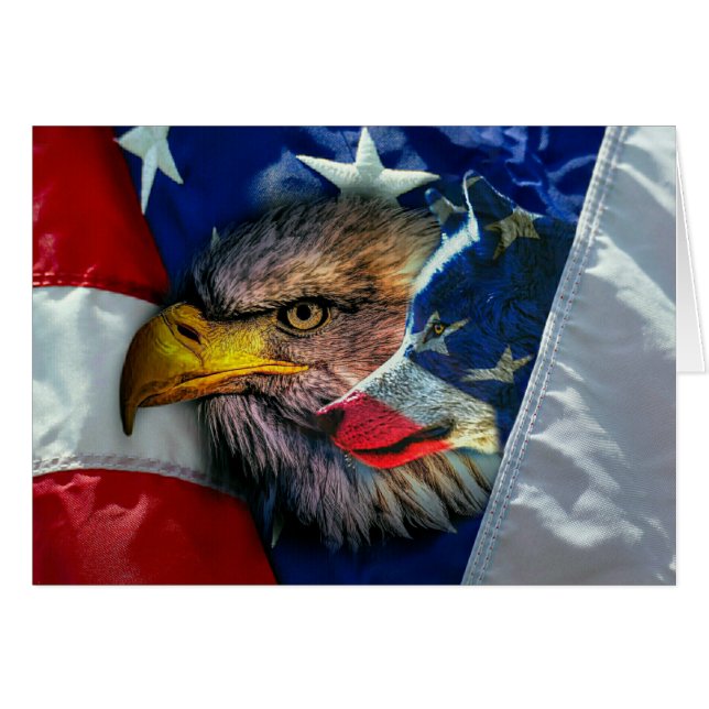 Patriotic American Flag Bald Eagle Wolf (Front Horizontal)