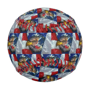 Patriotic American Flag Bald Eagle Wolf Baseball