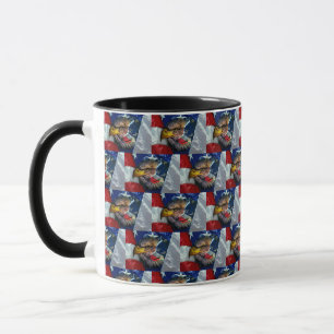 Patriotic American Flag Bald Eagle Wolf Mug