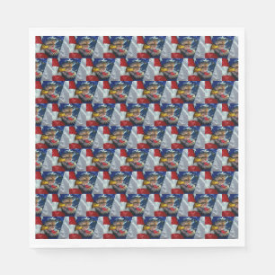 Patriotic American Flag Bald Eagle Wolf Napkin
