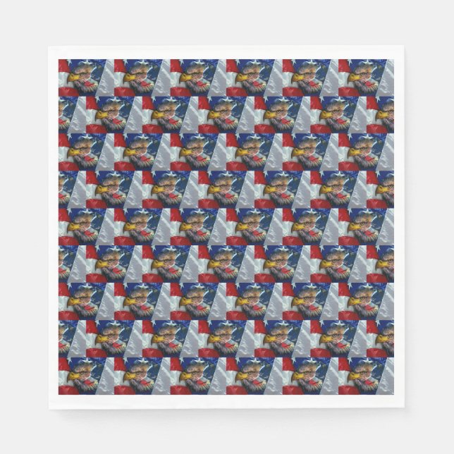 Patriotic American Flag Bald Eagle Wolf Napkin (Front)