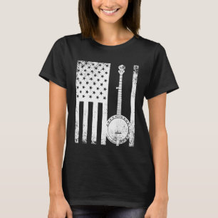 Patriotic American Flag Banjo Banjo T-Shirt
