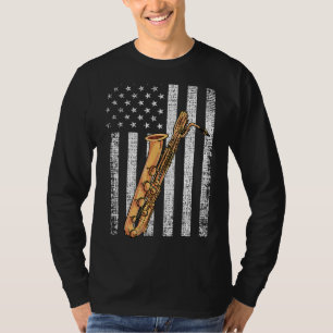Patriotic American Flag  Baritone Saxophone Player T-Shirt