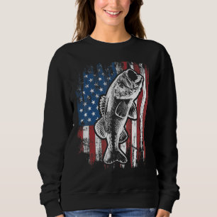 Patriotic American Flag Bass Fishing Fathers Day M Sweatshirt