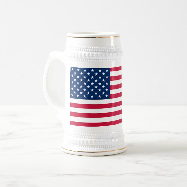 Patriotic American Flag Beer Stein (Front Left)