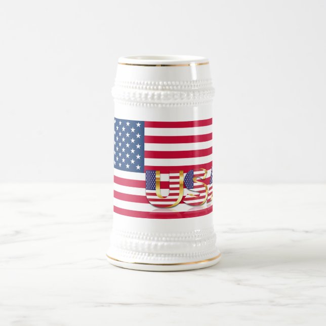 Patriotic American Flag Beer Stein USA (Center)