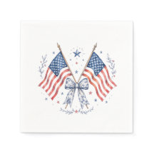 Patriotic American Flag Bow Cocktail Napkns