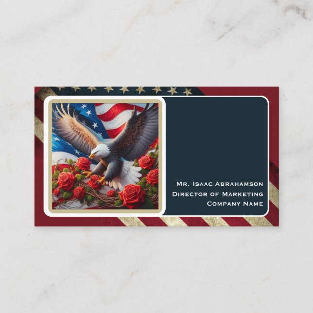 Patriotic American Flag Business Card (Front)
