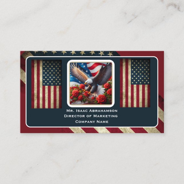 Patriotic American Flag Business Card (Front)