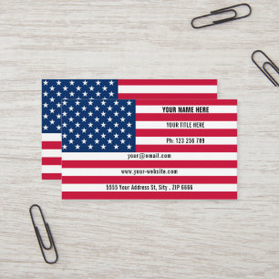 Patriotic American Flag Business Card Template
