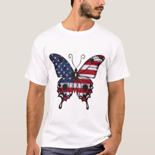 Patriotic American Flag Butterfly T-Shirt