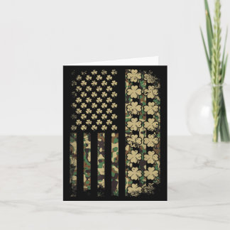 Patriotic American Flag Camouflage Shamrock St Card