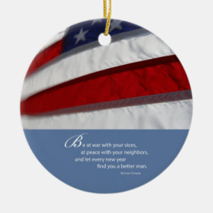 Patriotic, American Flag Ceramic Tree Decoration