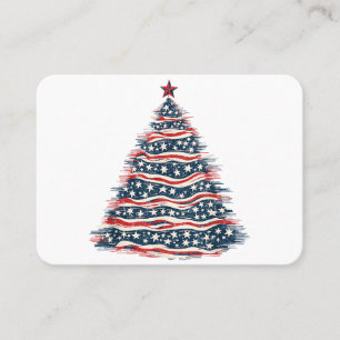 Patriotic American Flag Christmas Tree Business Card