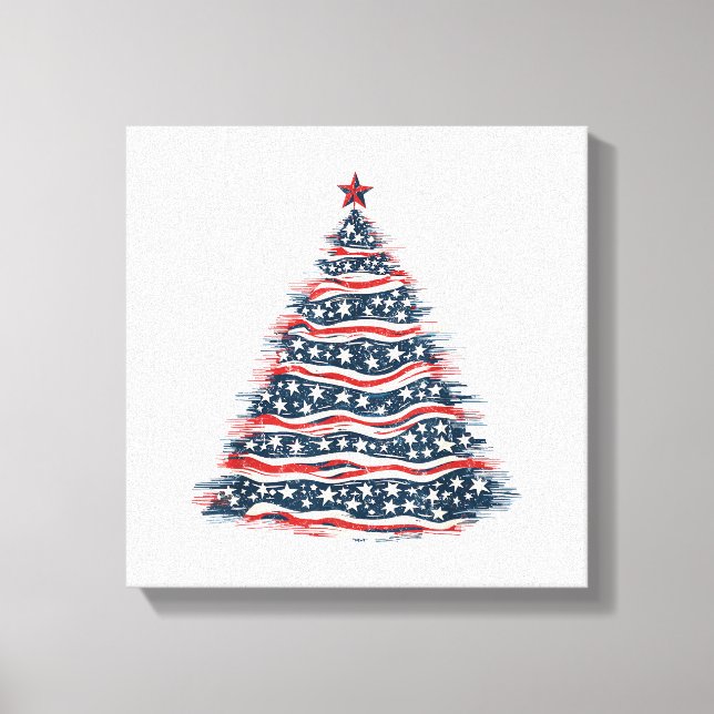 Patriotic American Flag Christmas Tree Canvas Print (Front)