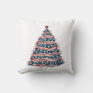 Patriotic American Flag Christmas Tree Cushion