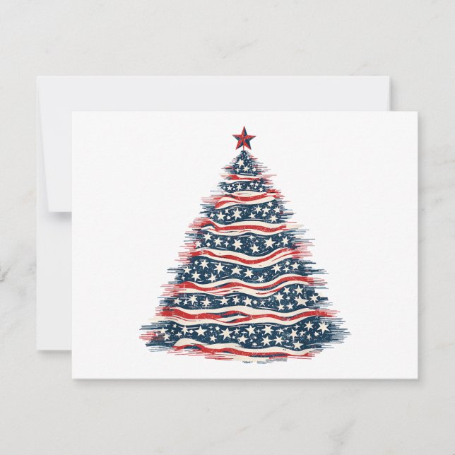 Patriotic American Flag Christmas Tree Invitation (Front)