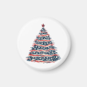 Patriotic American Flag Christmas Tree Magnet