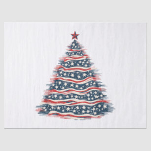 Patriotic American Flag Christmas Tree Tissue Paper