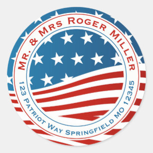 Patriotic American Flag Classic Round Sticker