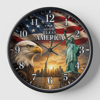 Patriotic American Flag Clock Face | Wall Clock