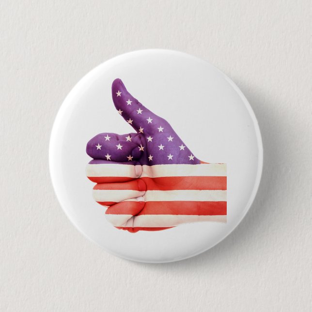 Patriotic American Flag coloured Hand Like sign 6 Cm Round Badge (Front)