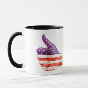 Patriotic American Flag coloured Hand Like sign Mug