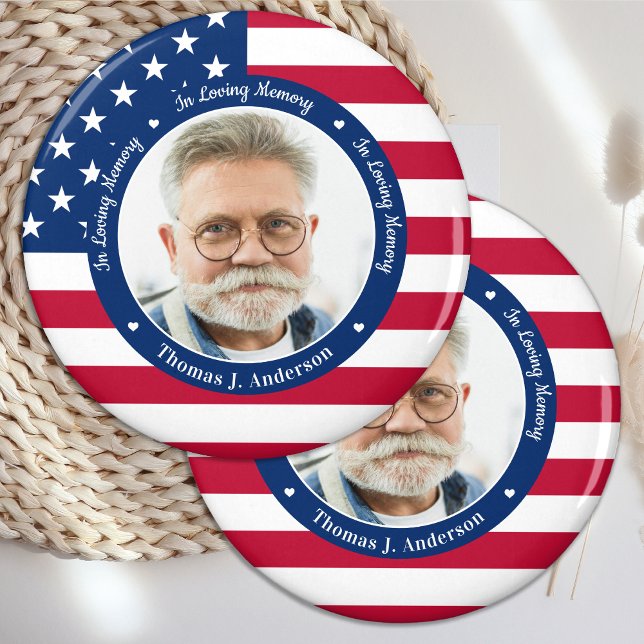 Patriotic American Flag Custom Photo Memorial  Magnet (Creator Uploaded)