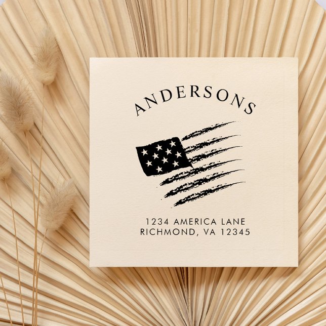 Patriotic American Flag | Custom Return Address Self-inking Stamp (Creator Uploaded)