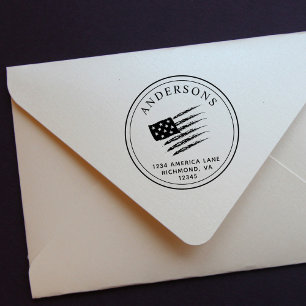 Patriotic American Flag   Custom Return Address Self-inking Stamp