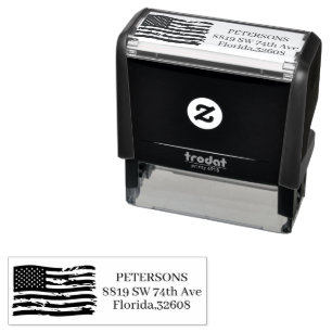 Patriotic American Flag Custom Return Address Self-inking Stamp