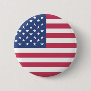 Patriotic American Flag Custom Size Pin Button