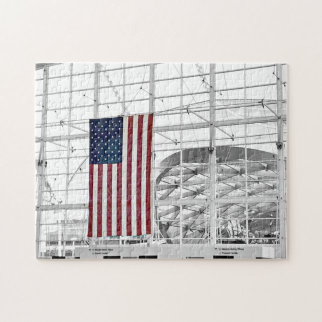 Patriotic American Flag DEN Airport Photo Art Jigsaw Puzzle (Horizontal)