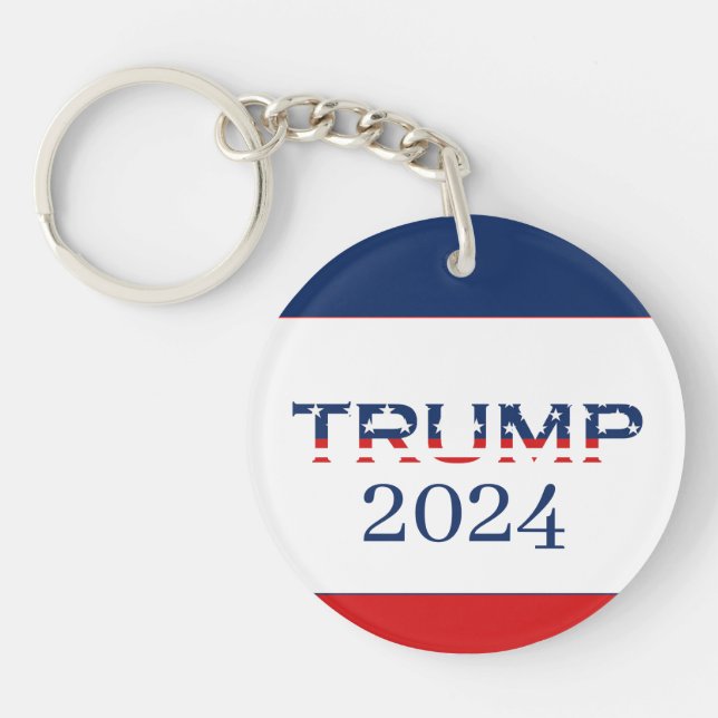 Patriotic American Flag Donald Trump 2024 Key Ring (Front)