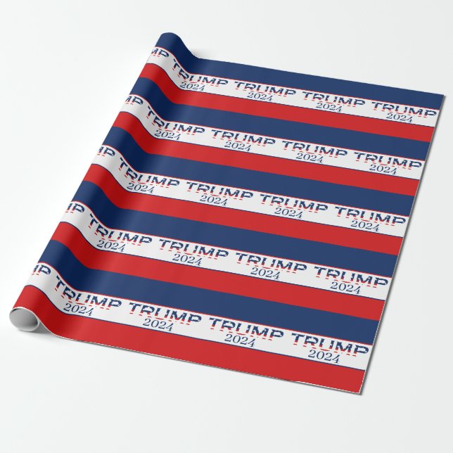 Patriotic American Flag Donald Trump 2024 Wrapping Paper (Unrolled)
