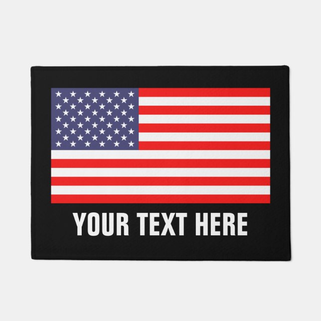 Patriotic American flag door mat for home or store (Front)