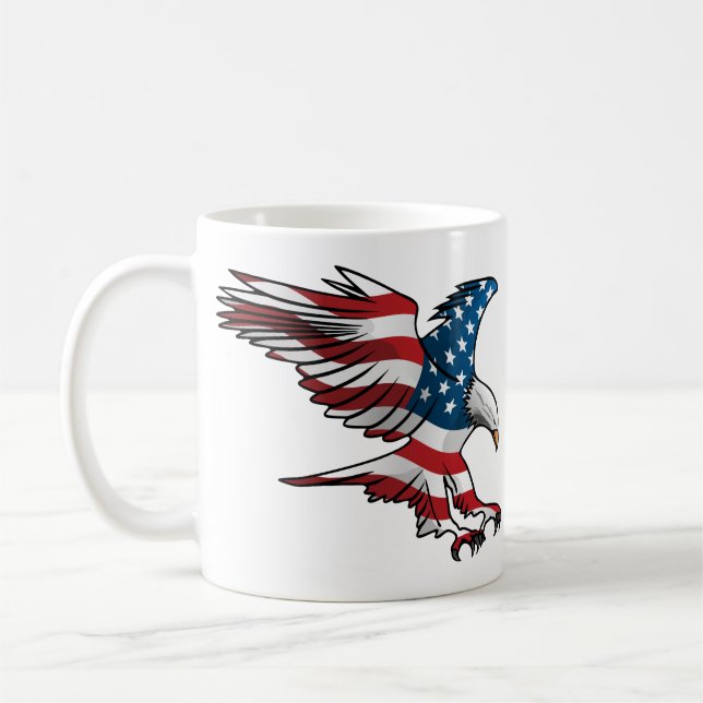 Patriotic American Flag Eagle Coffee Mug (Left)