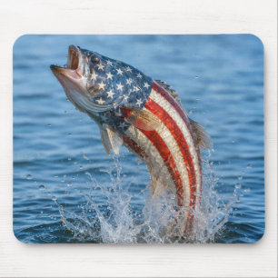 Patriotic American Flag Fish Mouse Pad