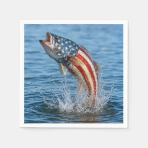 Patriotic American Flag Fish Napkin