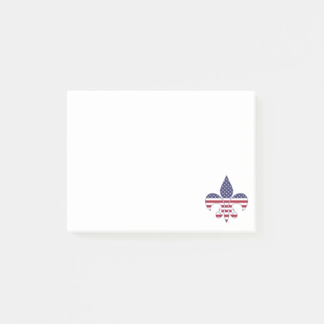 Patriotic American Flag Fleur-de-lis Post-it Notes (Front)