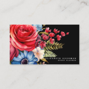 Patriotic American Flag Floral Business Cards