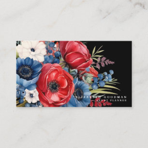 Patriotic American Flag Floral Business Cards