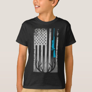 Patriotic American Flag Funny Deer Hunting Love De T-Shirt